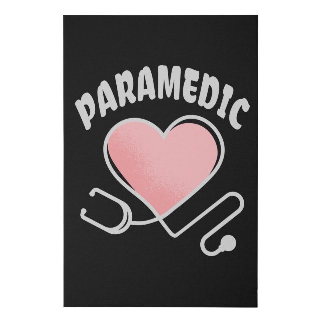 Paramedic Stethoscope with heart Faux Canvas Print (Front)