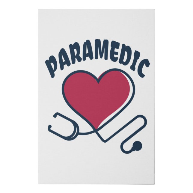 Paramedic Stethoscope with heart Faux Canvas Print (Front)