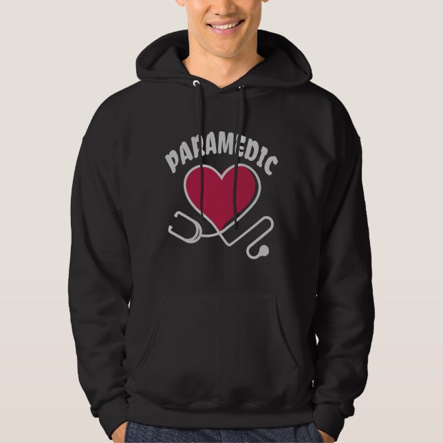 Paramedic Stethoscope with heart Hoodie (Front)