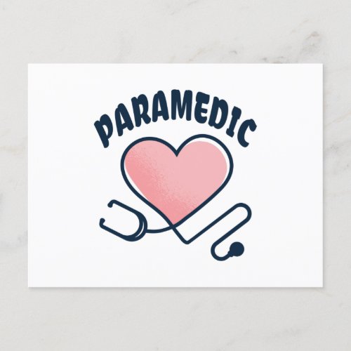 Paramedic Stethoscope with heart Postcard
