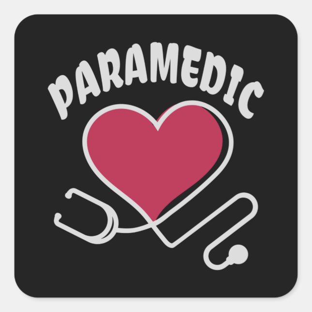 Paramedic Stethoscope with heart Square Sticker (Front)