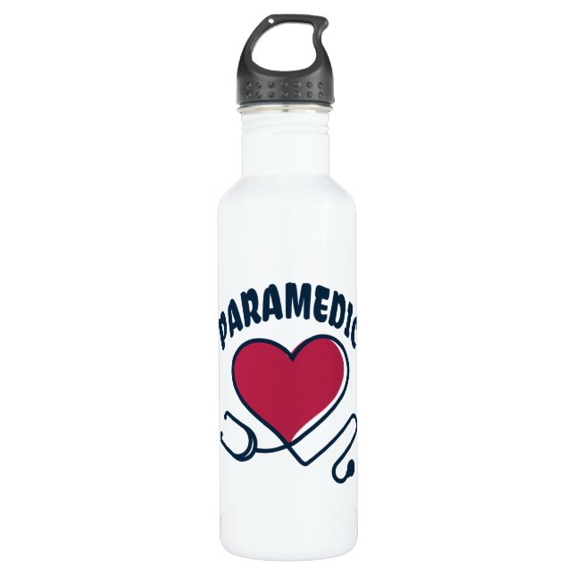Paramedic Stethoscope with heart Stainless Steel Water Bottle (Front)
