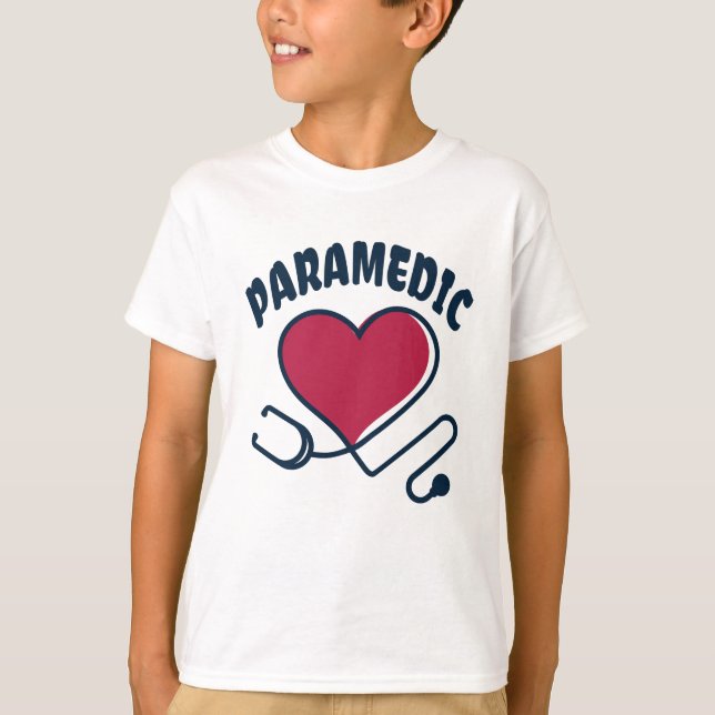 Paramedic Stethoscope with heart T-Shirt (Front)