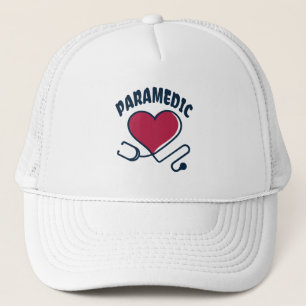 Paramedic Stethoscope with heart Trucker Hat