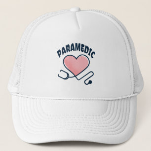 Paramedic Stethoscope with heart Trucker Hat