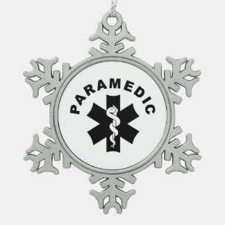 Paramedic Theme Snowflake Pewter Christmas Ornament