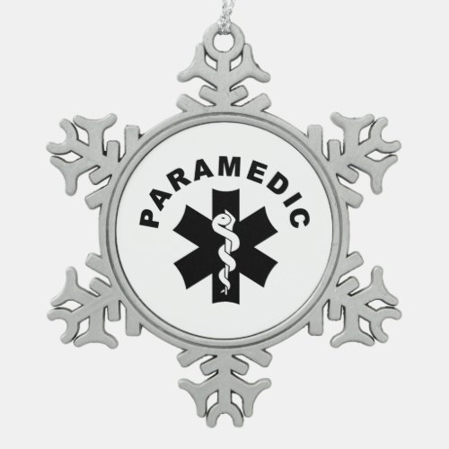 Paramedic Theme Snowflake Pewter Christmas Ornament