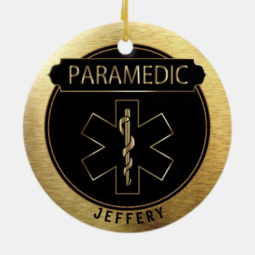 Paramedic  _ UpScale Black and Gold Ceramic Ornament