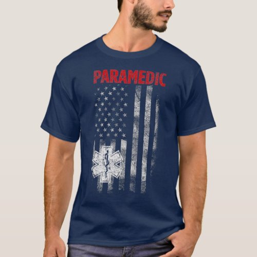 Paramedic US Flag Medical Service T_Shirt