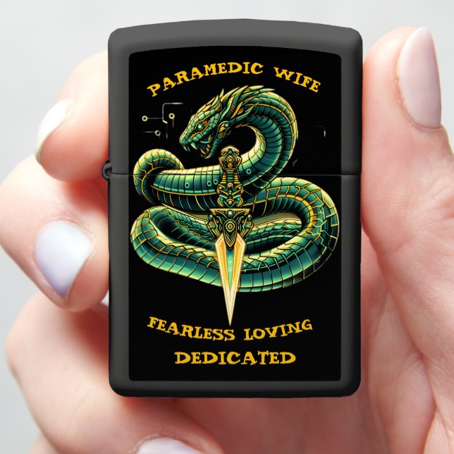 Paramedic Wife Fearless Loving Dedicated EMT Zippo Lighter (In Hand)