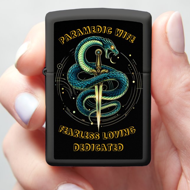 Paramedic Wife Fearless Loving Dedicated Zippo Lighter (In Hand)