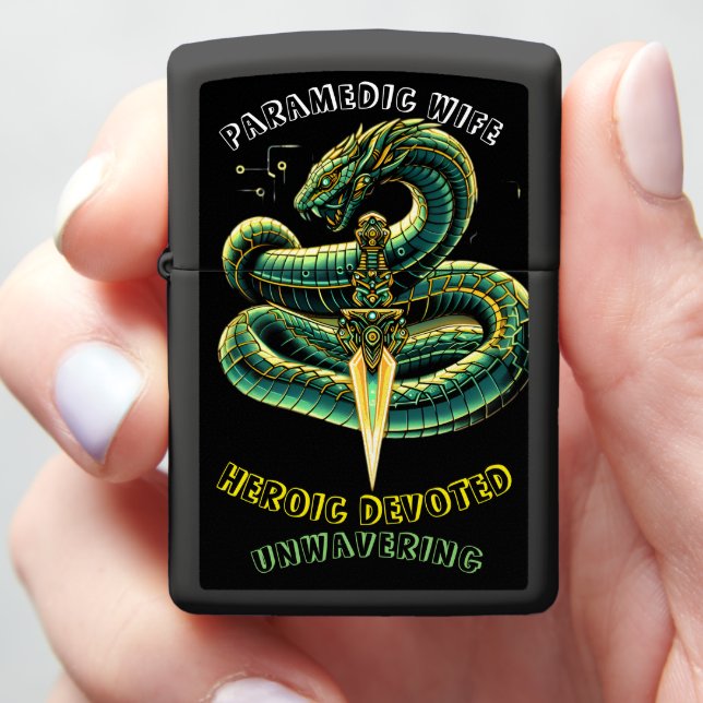Paramedic Wife Heroic Devoted Unwavering EMT Zippo Lighter (In Hand)