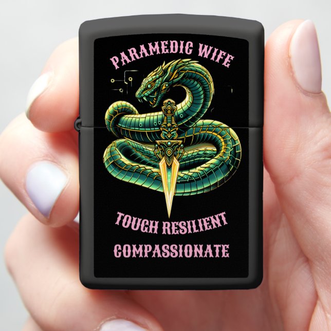 Paramedic Wife Tough Resilient Compassionate EMT Zippo Lighter (In Hand)