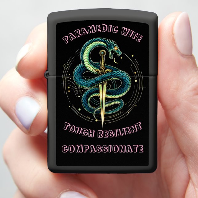 Paramedic Wife Tough Resilient Compassionate Zippo Lighter (In Hand)