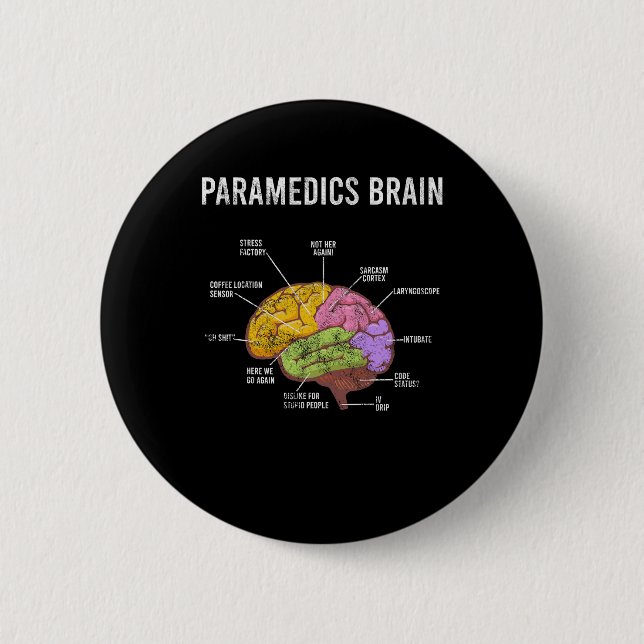 Paramedics Brain Medical EMT EMS First Aider Medic Button (Front)