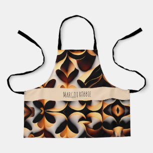 Parametric 3D Flowers Gold Modern Mosaic Pattern Apron