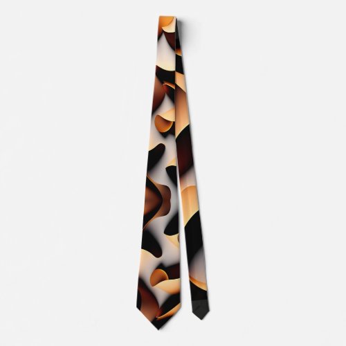 Parametric 3D Flowers Gold Modern Mosaic Pattern Neck Tie