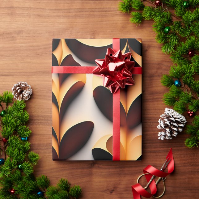 Parametric 3D Flowers Gold Modern Mosaic Pattern Wrapping Paper (Holiday Gift)