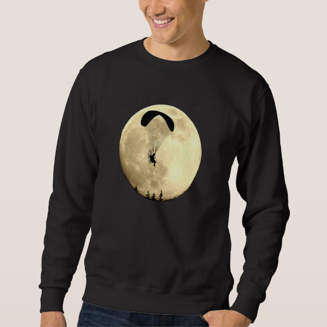 Paramotor Flying In The Full Moon At Night Flight  Sweatshirt (Front)