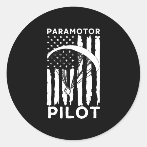 Paramotor pilot american flag classic round sticker