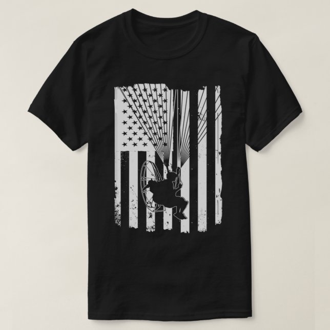 Paramotor Powered Paraglider USA American Flag  T-Shirt (Design Front)