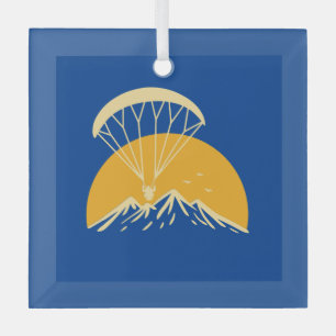 Paramotoring Retro Glass Ornament