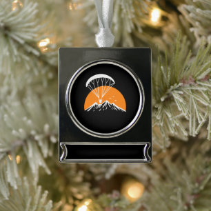 Paramotoring Retro Vintage Silver Plated Banner Ornament