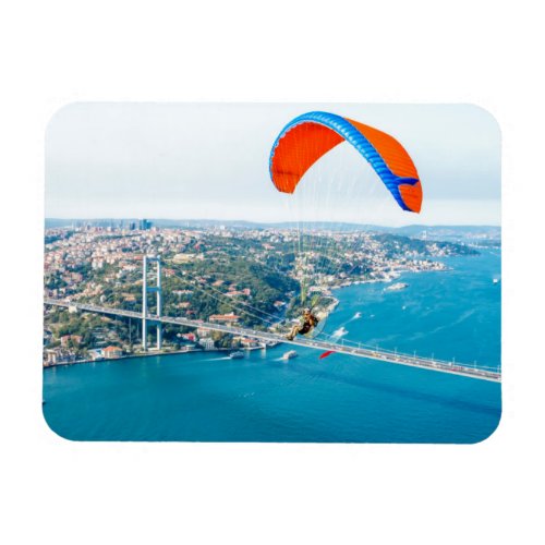 Paramotors Pilots Flying Over The Bosphorus Magnet