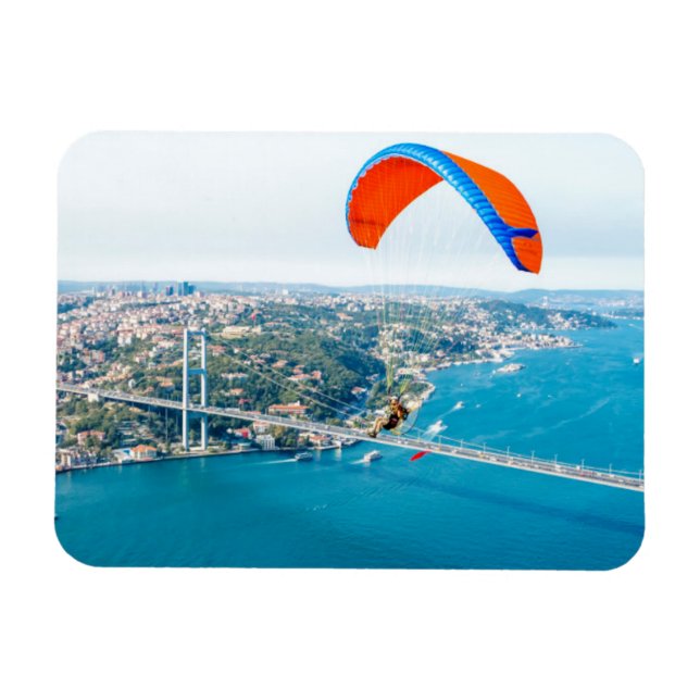 Paramotors Pilots Flying Over The Bosphorus Magnet (Horizontal)