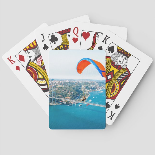 Paramotors Pilots Flying Over The Bosphorus Poker Cards (Back)