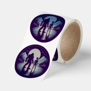 Paranormal Bigfoot Alien Encounter Glow Moon UFO Classic Round Sticker