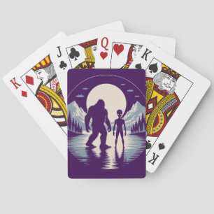 Paranormal Bigfoot Alien UFO Cryptid Art Poker Cards