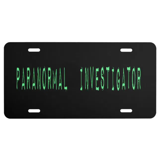 Paranormal Investigator Black Background License Plate Zazzle