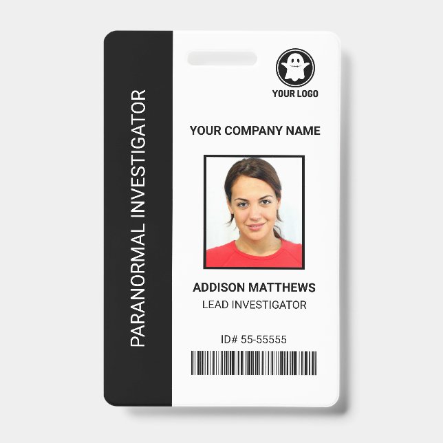 Paranormal Investigator Company Employee Photo ID  Badge (Front)