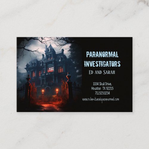 Paranormal Investigator Creepy Haunted Mansion Business Card