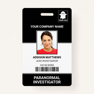 Paranormal Investigator Employee Photo ID Name Tag Badge