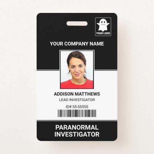 Paranormal Investigator Employee Photo ID Name Tag Badge
