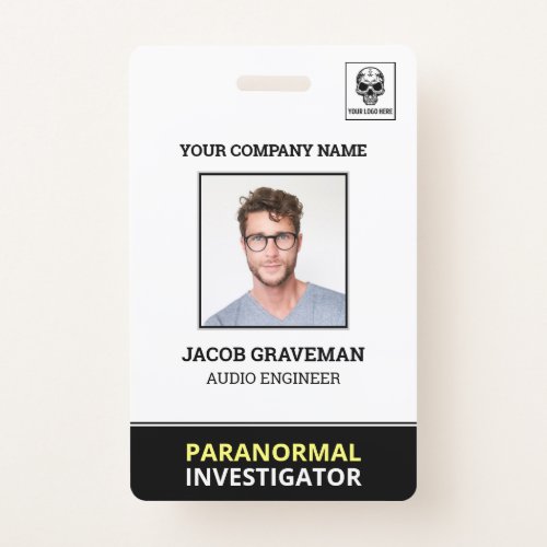 Paranormal Investigator Employee Photo ID Name Tag Badge