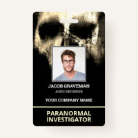 Paranormal Investigator Employee Photo ID Name Tag