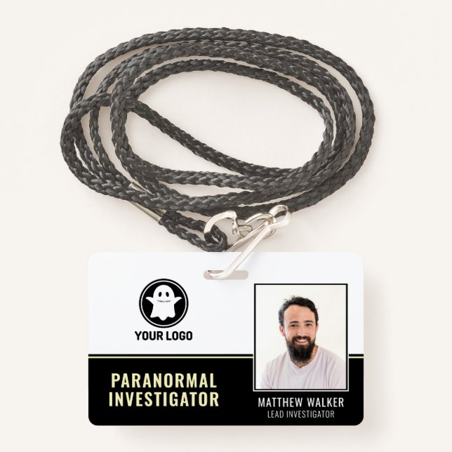 Paranormal Investigator Ghost Hunter Photo ID Badg Badge (Front with Lanyard)