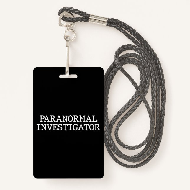 Paranormal Investigator Ghost Hunting EVP Badge (Front with Lanyard)