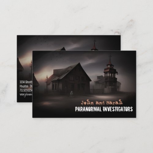 Paranormal Investigator Ghost Town White Dog Business Card