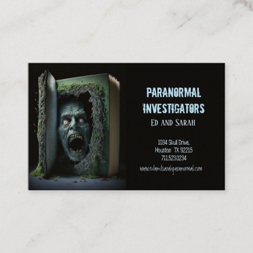 Paranormal Investigator Haunted Horror Book Business Card
