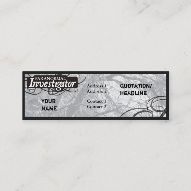 Paranormal Investigator Mini Business Card (Front)