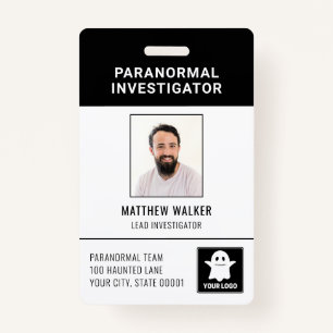 Paranormal Investigator QR Code Name Tag Photo ID Badge