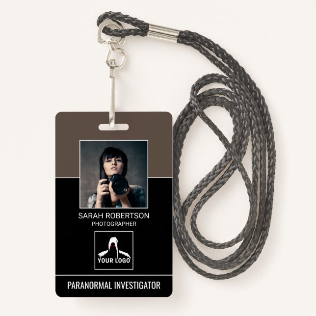 Paranormal Investigator QR Code Photo ID Security Badge (Front with Lanyard)