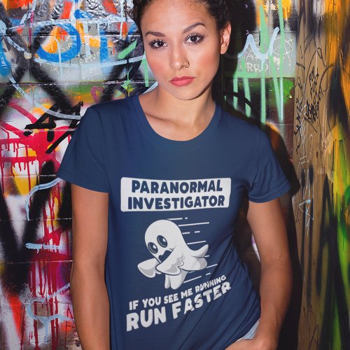 Paranormal Investigator Run Faster Halloween Party Tri_Blend Shirt