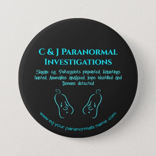 Paranormal Investigator with ghost logo Button