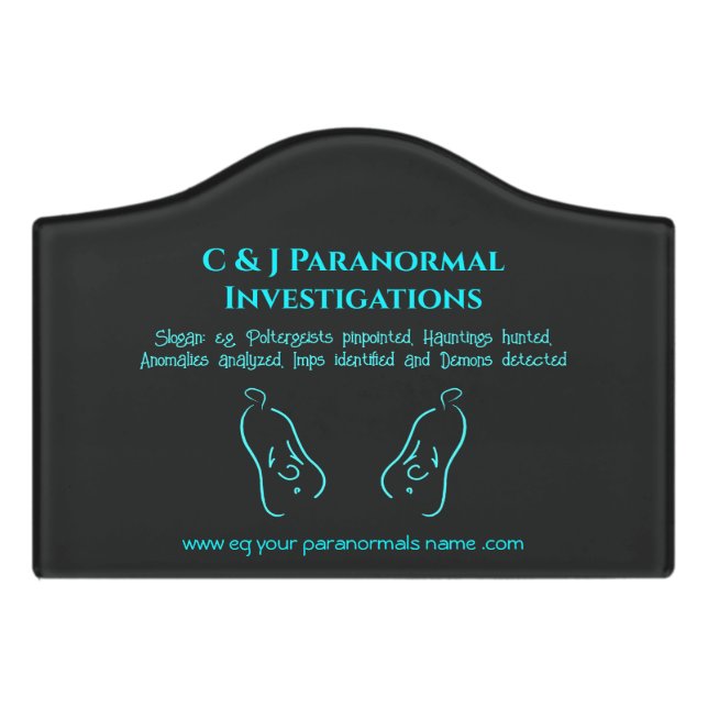 Paranormal Investigator with ghost logo Door Sign (Small Crest Front)