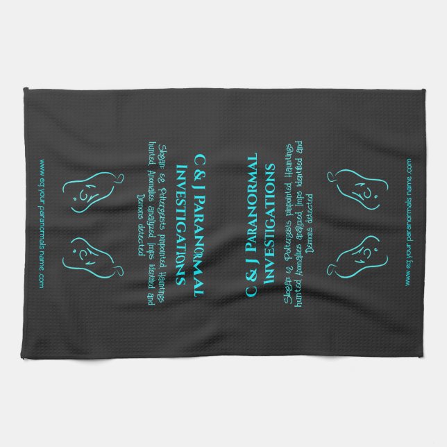 Paranormal Investigator with ghost logo Kitchen Towel (Horizontal)